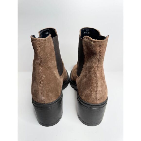 GEOX Leather Boots Size 9.5 Brown Ankle Chelsea Pull On Block Heel Booties NEW - Picture 5 of 12